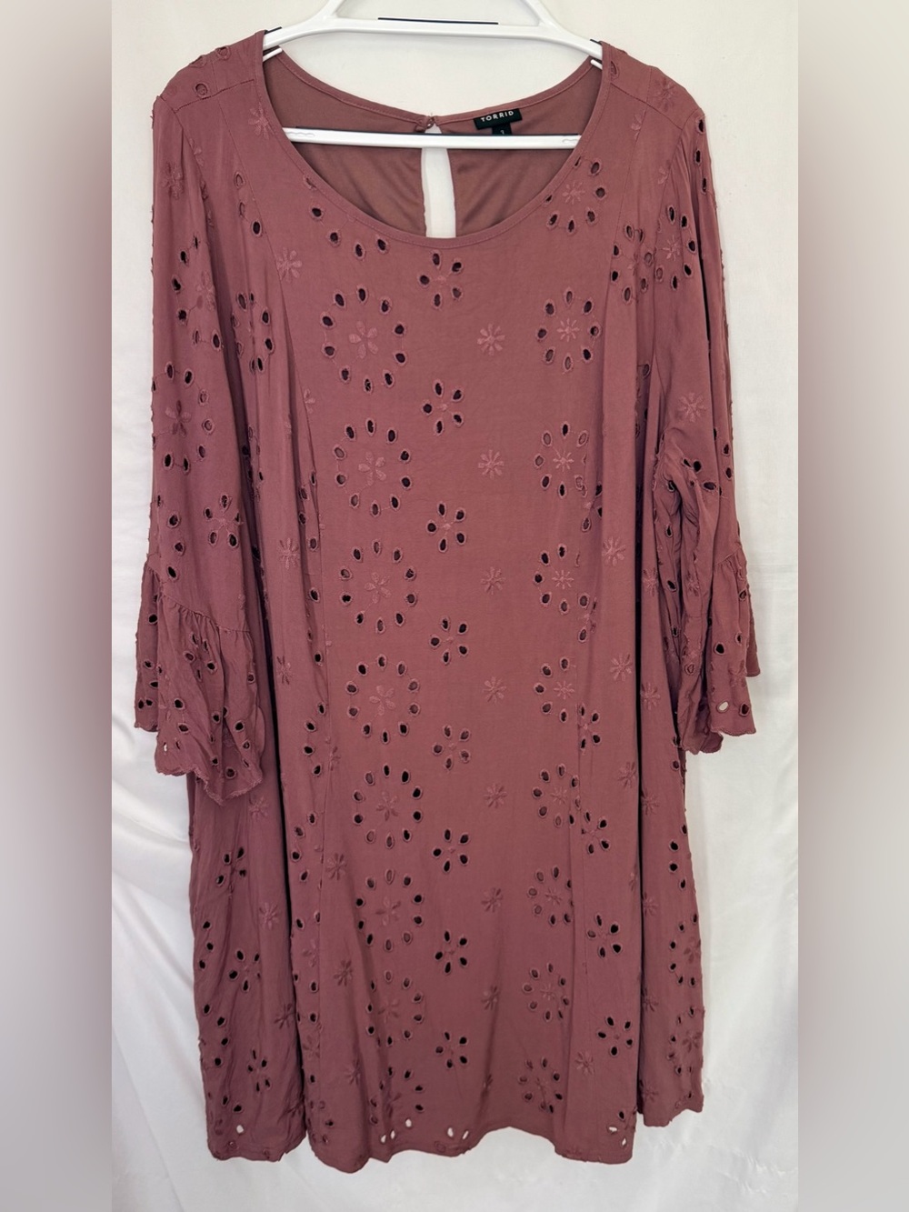 torrid Dusty Mauve Eyelet Long Sleeve Midi Dress New Never Worn